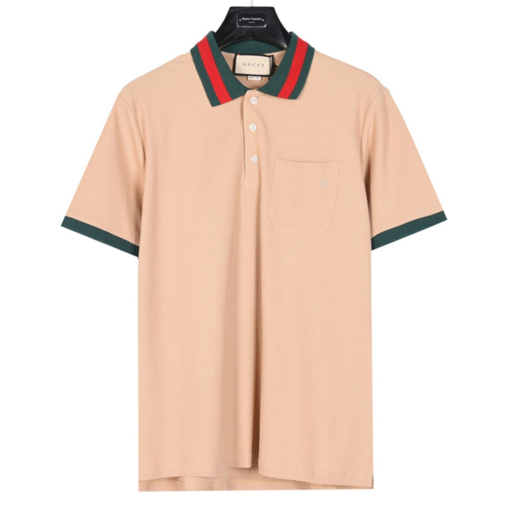 Polo Gucci Bege - Gola com Riscas Clássicas