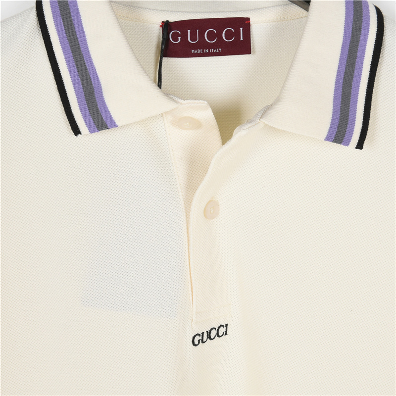 Polo Gucci em Piqué com Gola Listrada