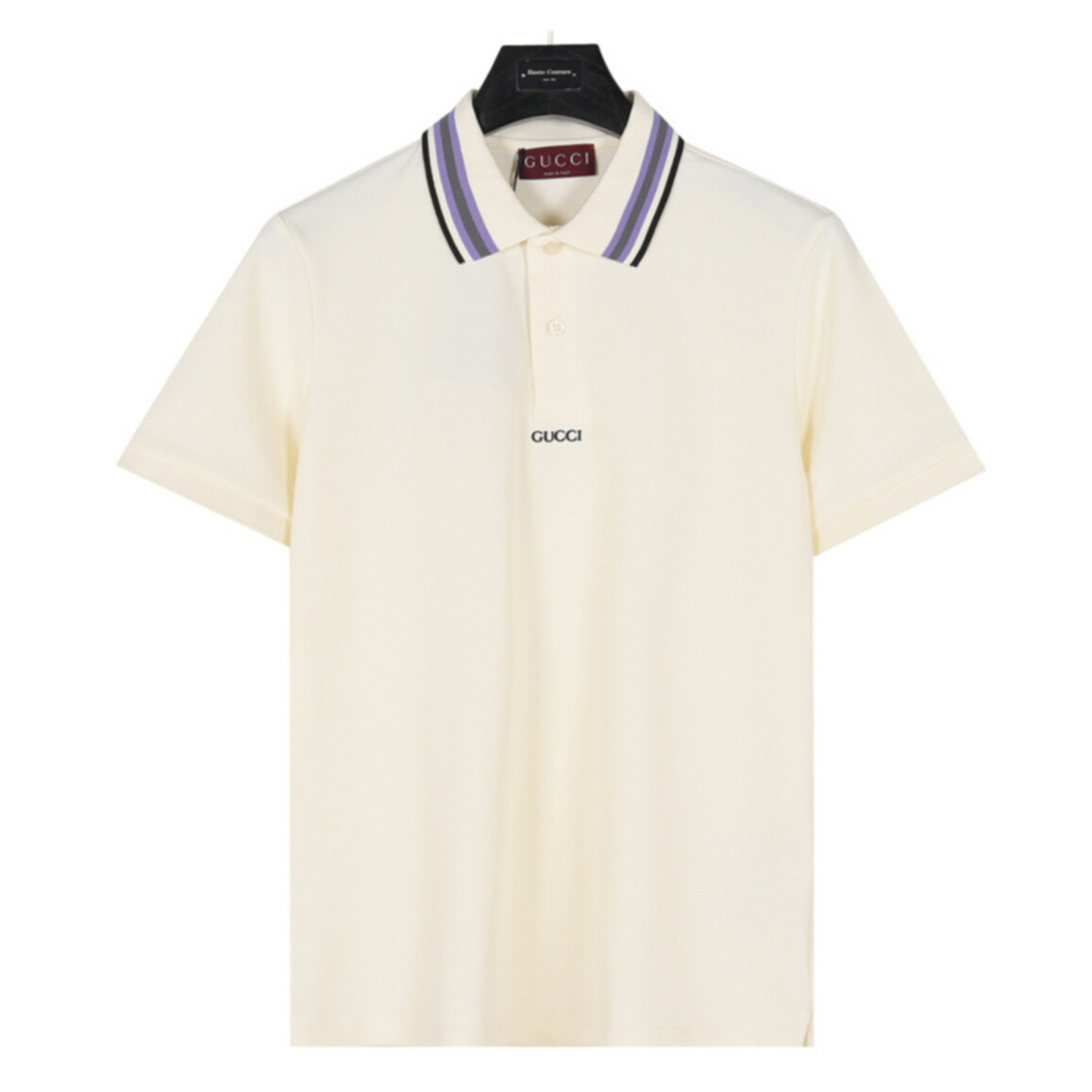 Polo Gucci em Piqué com Gola Listrada