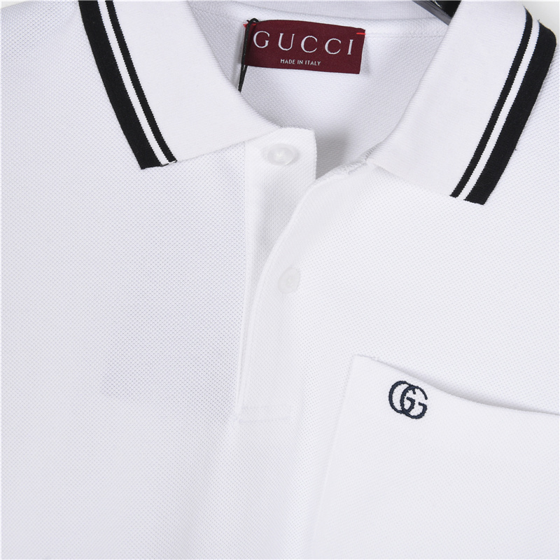 Polo Gucci em Piqué com Gola Listrada
