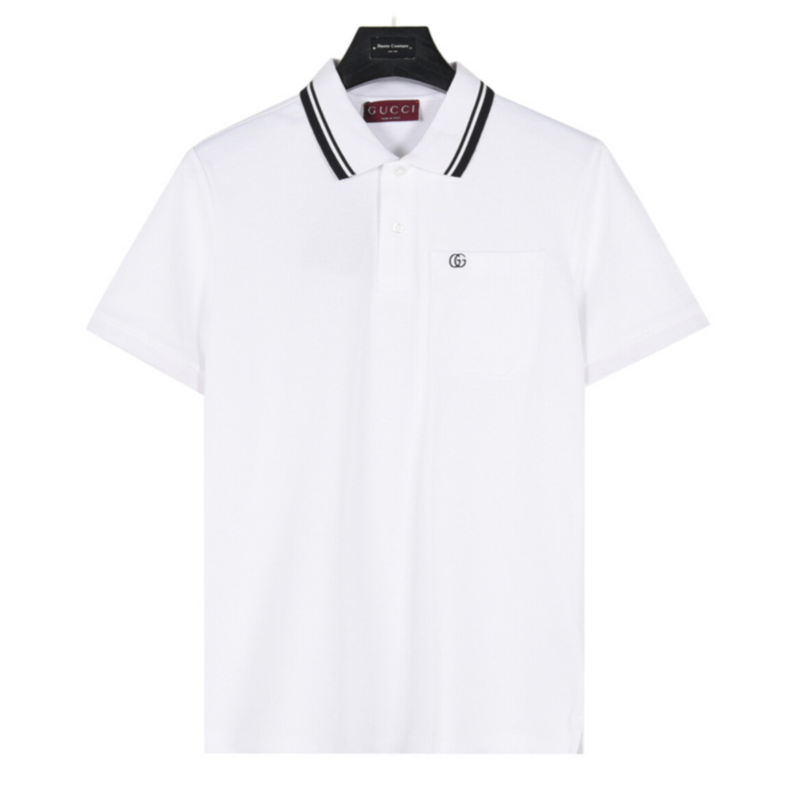 Polo Gucci em Piqué com Gola Listrada